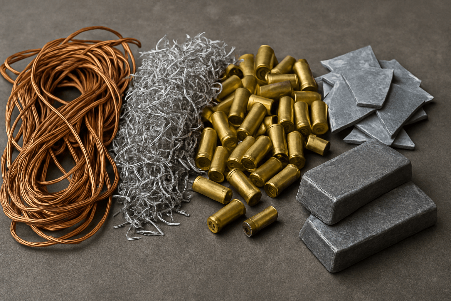 Copper, aluminium, brass, zinc, and lead metals