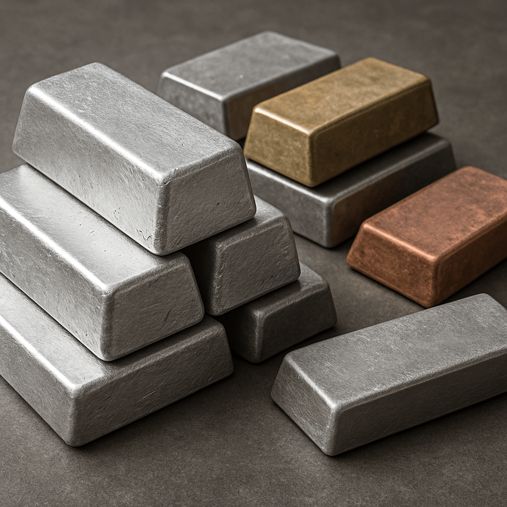 Primary and secondary alloy ingots - silver, bronze, copper